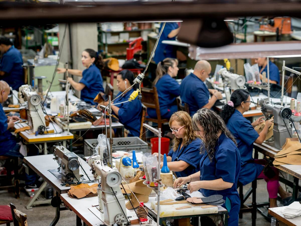 Laborers working at a textile factory.